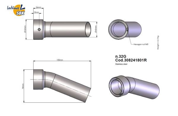 LeoVince DB-Eater No. 32G Außendurchmesser 52mm, Auslassdurchmesser 40mm