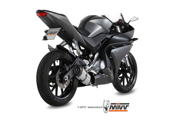 Sport Auspuff Komplettanlage MIVV Suono Edelstahl Yamaha YZF-R 125/MT-125 Bj.2014-2018 RE11/RE29 ABE
