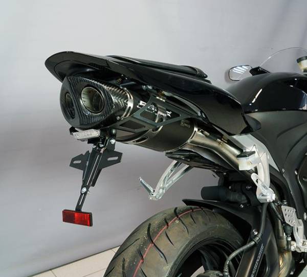 Kennzeichenhalter Bodis Edelstahl schwarz & LED Kennzeichenleuchte Honda CBR 600 RR Bj. 2007-2012
