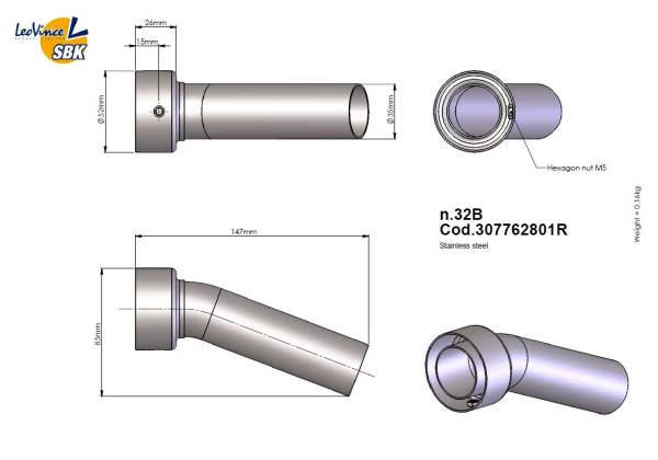 LeoVince DB-Eater original No. 32B Außendurchmesser: 52mm Auslass: 35mm