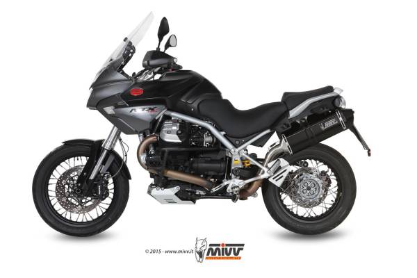 Sport Auspuff MIVV Speed Edge Steel Black Moto Guzzi Stelvio 1200 Bj. 2008-2016 mit ABE