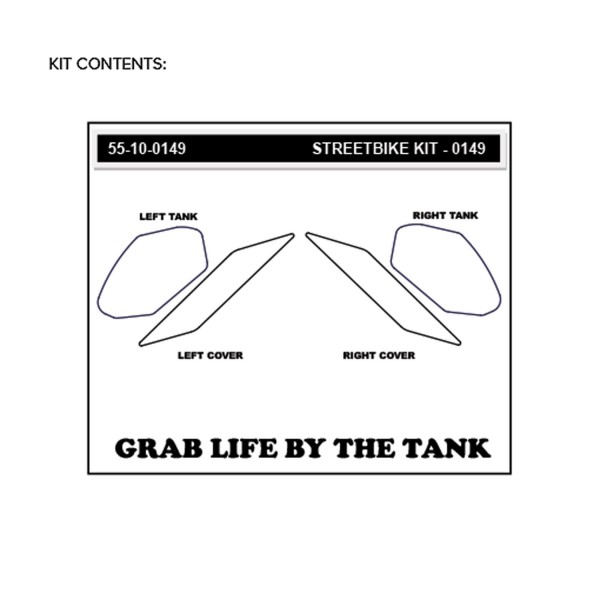 STOMPGRIP Traction Pad Tankpad Volcano für Kawasaki Ninja 400 / KRT Bj. 2018-2019, Farbe: Schwarz